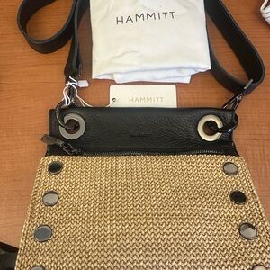 HAMMITT Tony Small Chaparral CLUTCH CROSSBODY Raffia & Black NEW